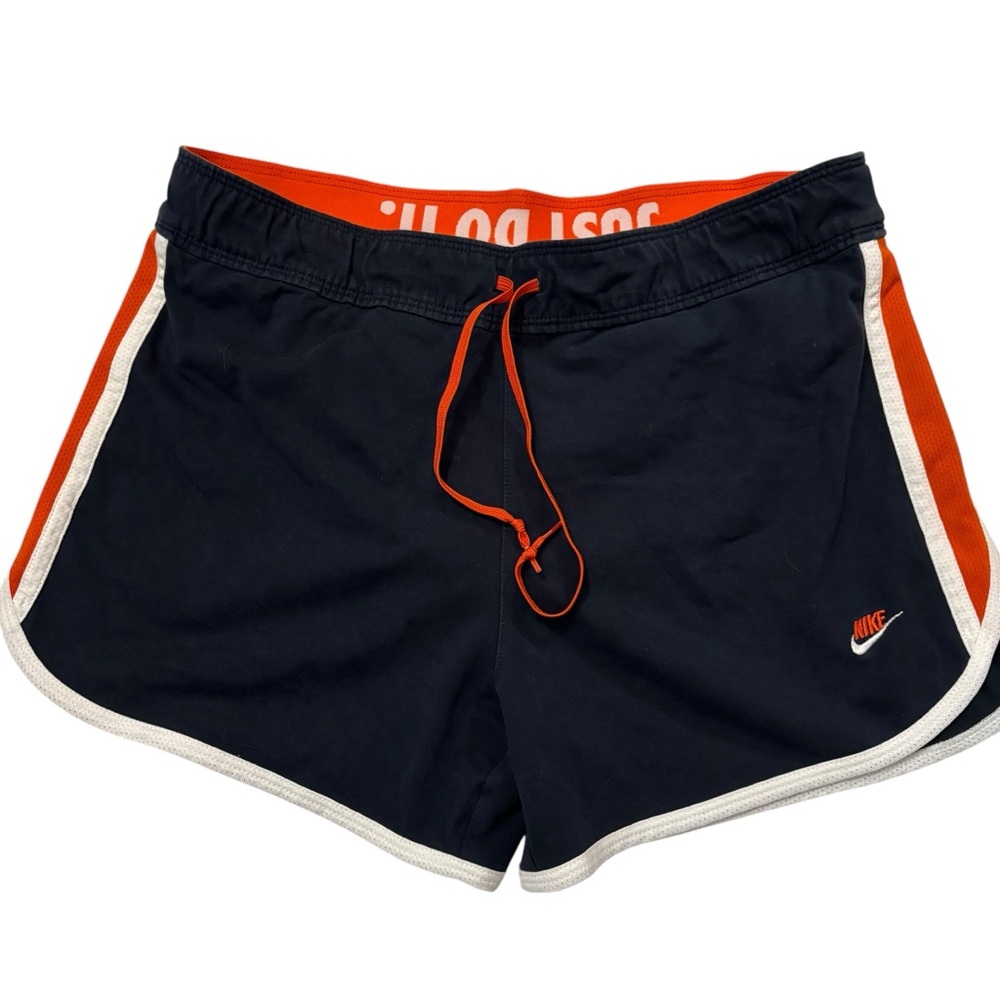 Nike Women's Athletic Shorts in Navy with Orange Accents